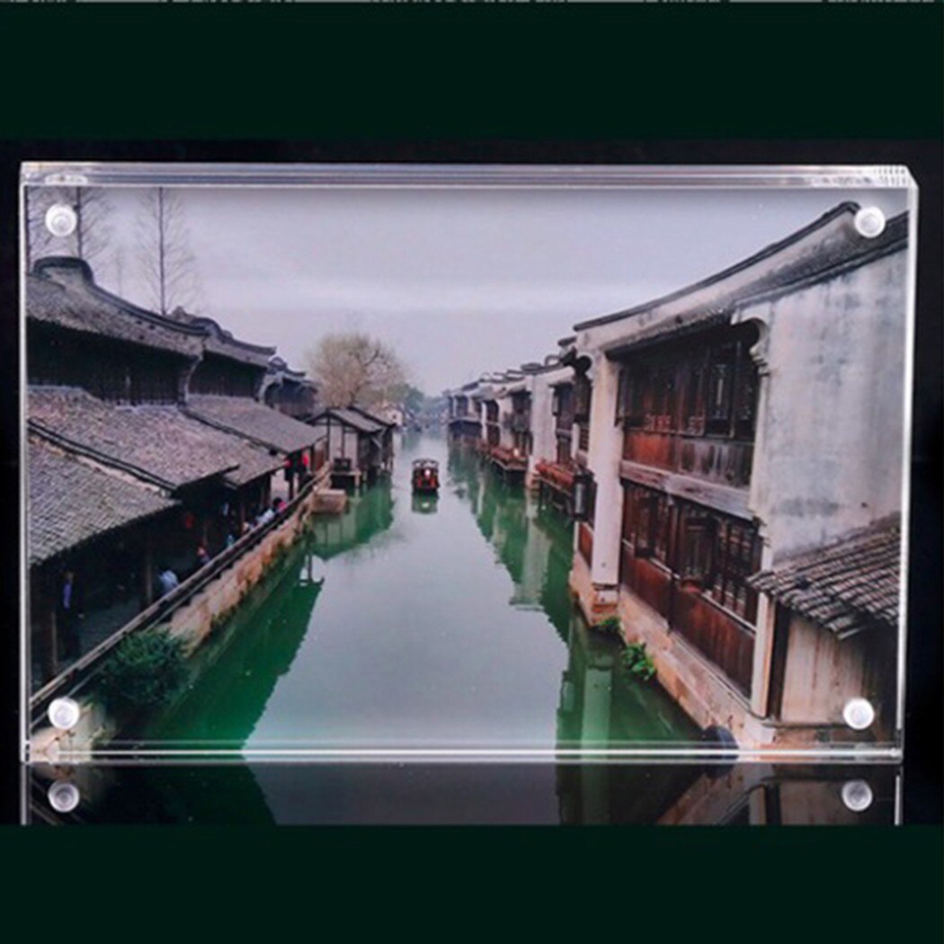 1*Photo Frame Transparent Photo Frame Clear View Both Sided Magnetic Acrylic Block Picture 100% Brand And