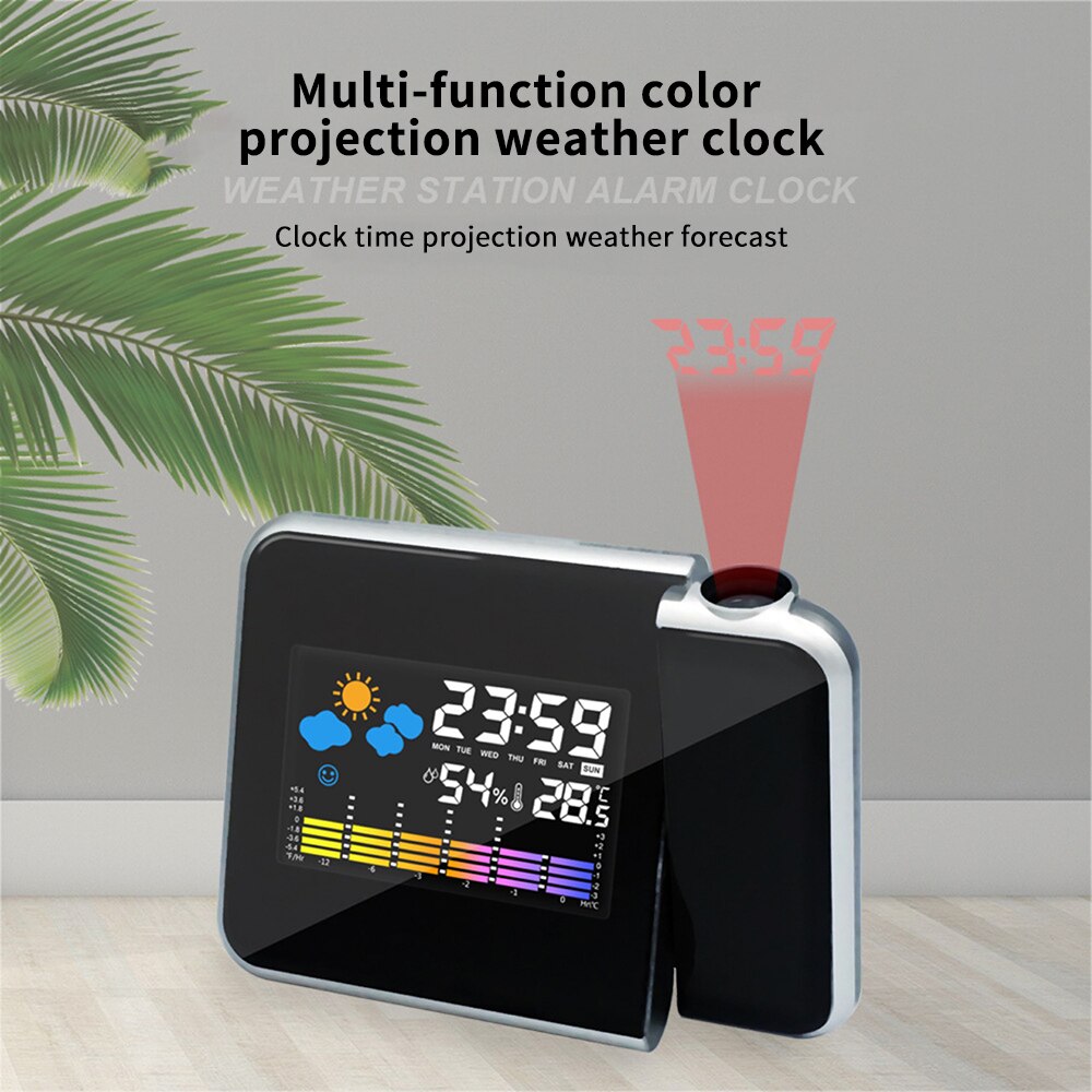 Multifunction Digital Alarm Clock LED Display Mirror Clock Snooze Time Night Table Desktop Projector For Convenient And Compact