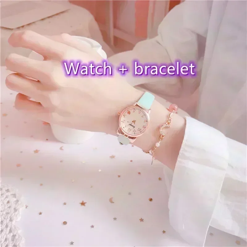 2025 Kinder Liebe Digitale Zifferblatt Kinder Set Uhr Lederband Quarz Uhren Kind Mädchen Uhr kinder Uhr + armband