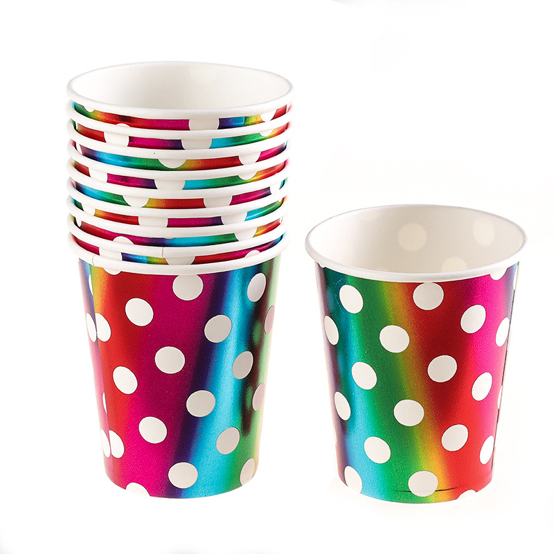 10Pcs Golden Cup Party Papier Servies Verjaardag Party Diner Plaat Stip Gestreepte Cup Voor Wedding Party Decoratie Collectie: 15style-cup-10pcs