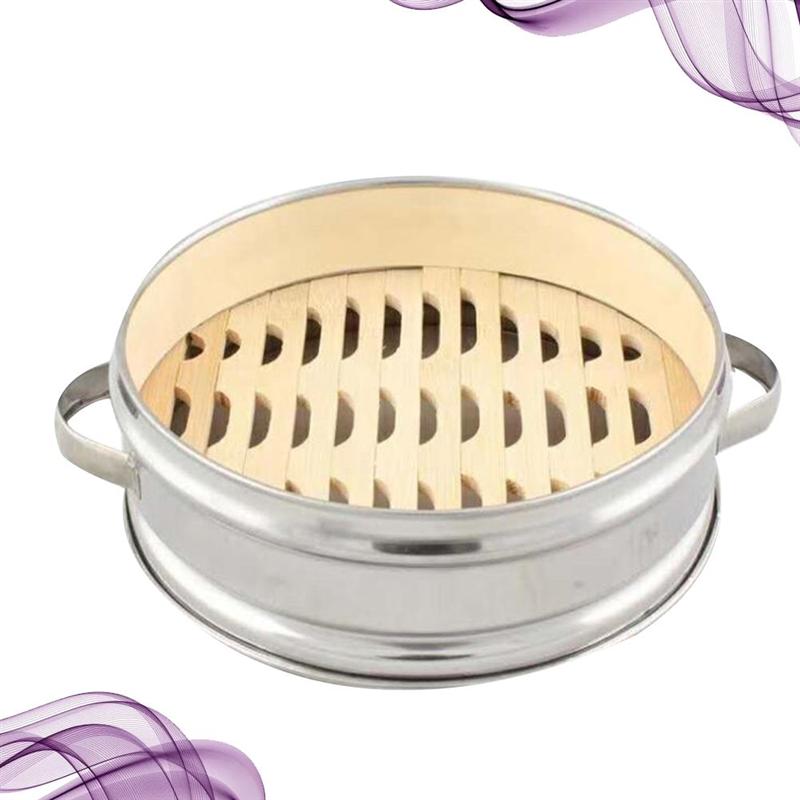 Boîte de vapeur portative de support de vapeur de fond de bambou de panier de cuiseur à vapeur de cuisine d'acier inoxydable pour la Machine de cuisson électrique de gaz