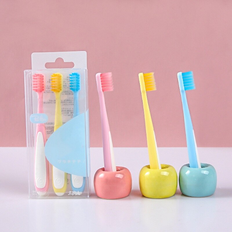 3Pcs Tandenborstel Effen Kleur Tandenborstel Golvend Super Soft Dental Oral Care Schoon Haren Soft Dental Oral Care Tools