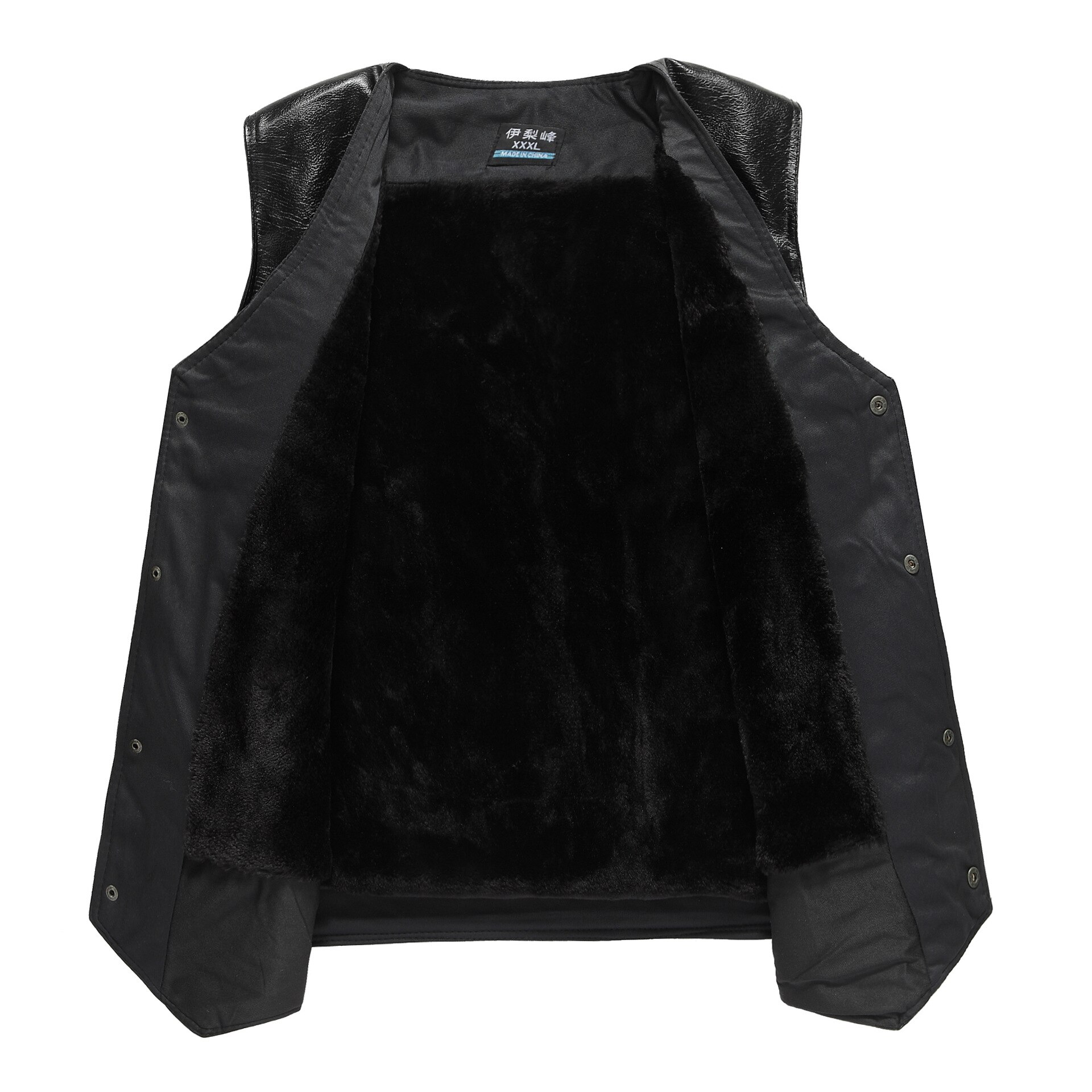 HOO more men's PU leather vest v-neck warm vest