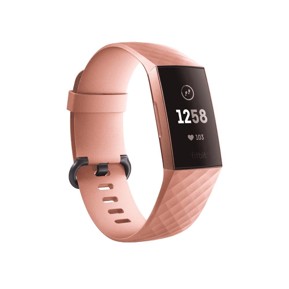 Duurzaam Horloge Band bandjes voor Fitbit Lading 3 riem op Fit Bit Lading 3 Charge3 Pols Siliconen lederen riem Armband accessoires: pink / S