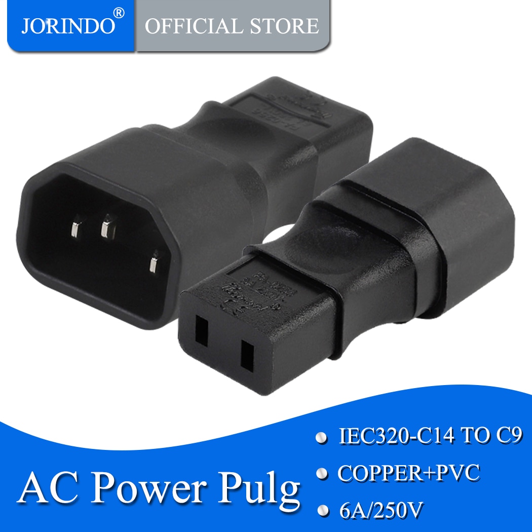 JORINDO IEC320 C14 OM C9 Power adapter, IEC 320 C14 3 Prong Man iec 320 C8 Vrouwelijke AC Adapter, IEC320 C14 Male naar C8 Vrouwelijke