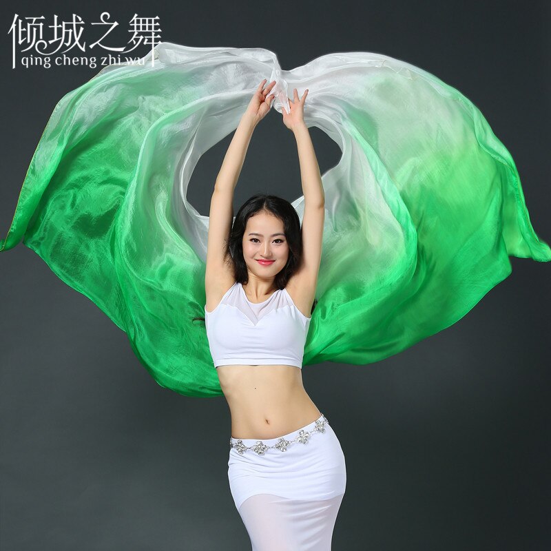SJ005-velo de danza del vientre para mujer, de seda de tamaño de 260x114cm, velos de baile profesionales para mujer, accesorios para actuación en escenario, SJ005