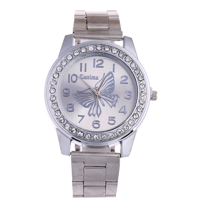 Zegarki meskie luxe merken strass dameshorloge zilver roestvrij staal dames vlinder quartz horloges relojes