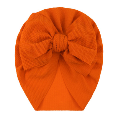 Baby cotton blends Headband Soft Bowknot Turban Hair Bands soft knit fabric pleated bow Indian hat for: Orange