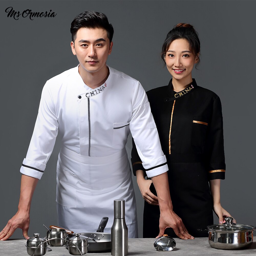 neue atmungsaktive lässig Koch jacke küche Gastronomie Restaurant Service Uniform bestickt backen Uniform