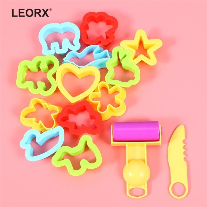 Kids Plastic Plasticine Mould Tools DIY Children Clay Cutters Moulds Toy Kit Funny Dough Modeling Tool with Knife Roller Toys