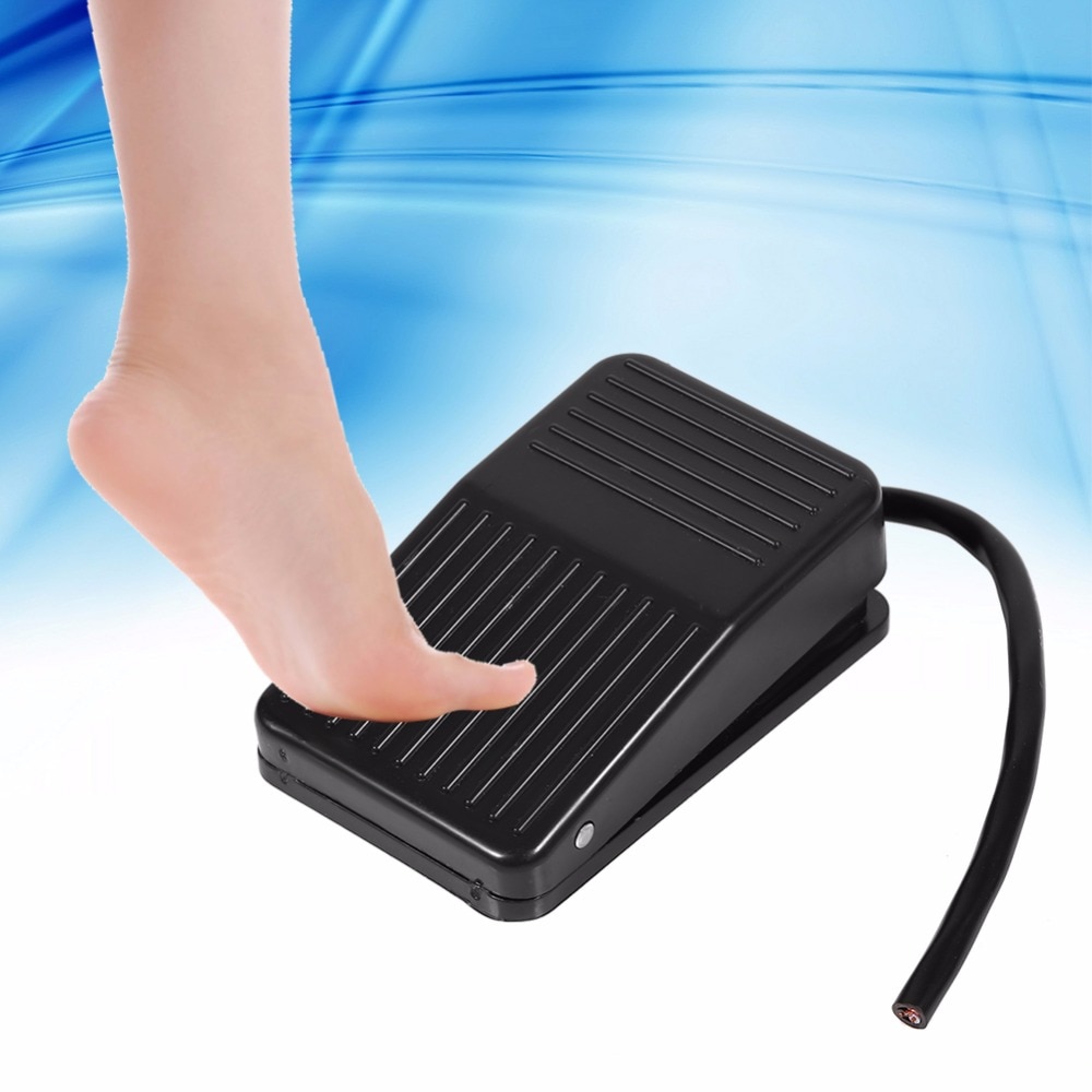 1pc 220v 10a muovinen jalkakytkin, sähköinen polkimen on/off -ohjaus 10cm johto yleiskäyttöiseen 220/380v -ompelukoneeseen