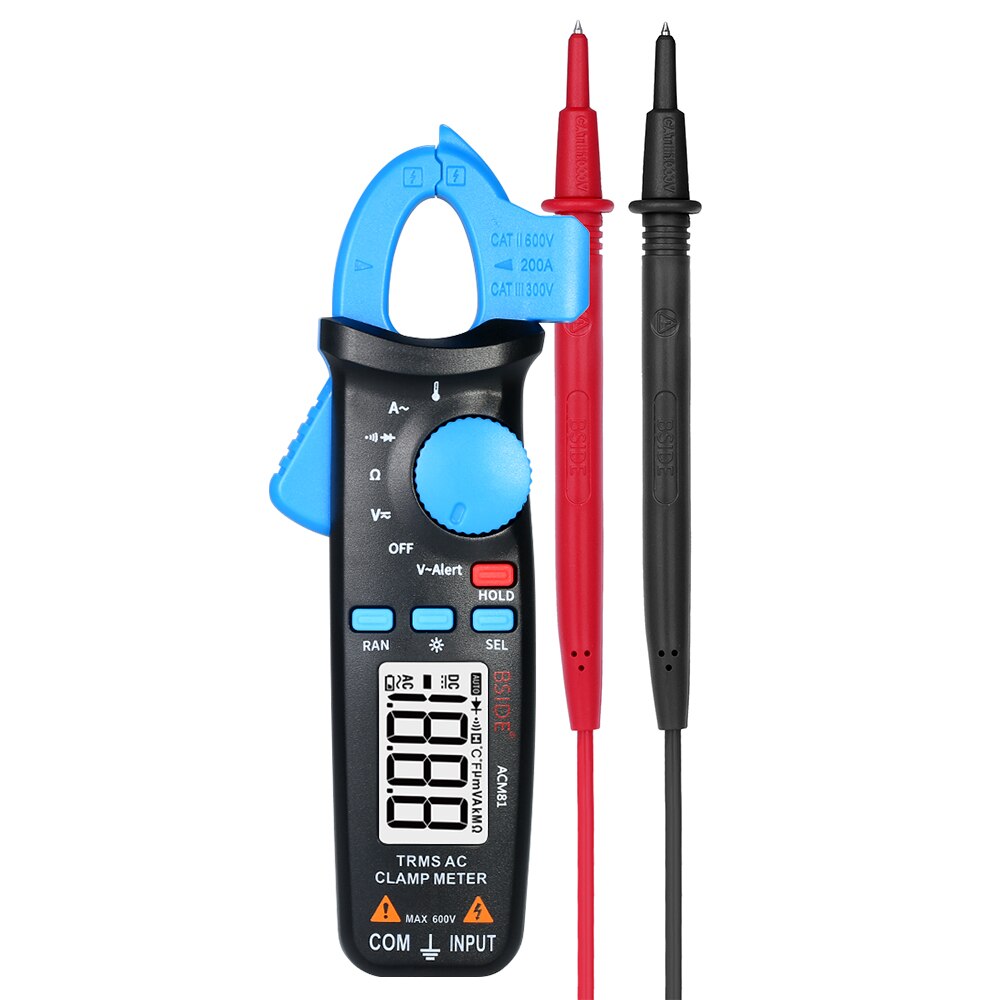 Handheld 2000 Counts Digital Clamp Meter Auto Range True RMS Multimeter Measuring Voltage Current Resistance Tester LCD Diaplay: Default Title