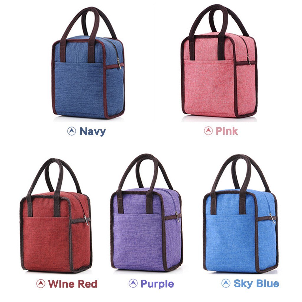 Portable Lunch Bag Thermal Insulated Lunch Box Tote Cooler Handbag Bento Pouch Dinner Container School Food Storage Bags