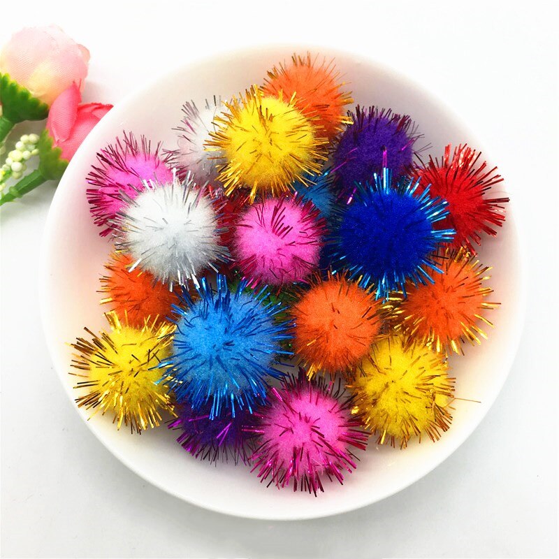 Pompom ballen glitter 10-30mm pompons vroeg leren kerst huisdecoratie handgemaakte knutselen scrapbooking pop diy 20g