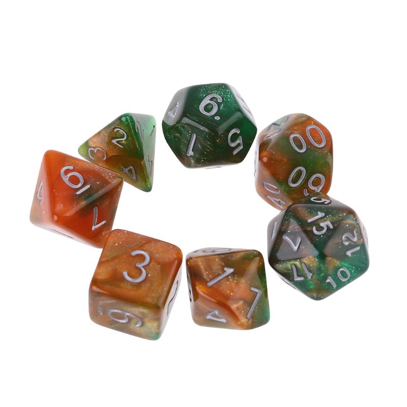 7 unids/set Dichromatic D4 D6 D8 D10 D12 D20 poliédrico dados los números de de escritorio: Type 1
