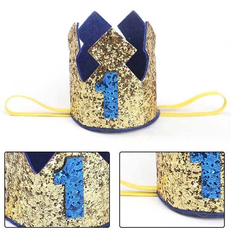 1 Jaar Oud Verjaardag Hoed Voor Baby Party Decoratieve Hoofdband Kinderen Party Prins Hoed Blauw Verjaardag Crown Party Hoeden