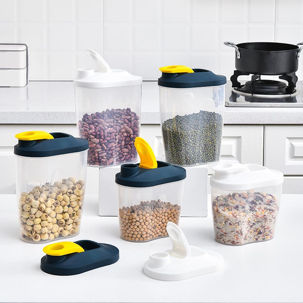 Portable Durable Storage Box Food-grade Space-saving PP Airtight Cereal Container Storage Boxs for Dried Grains Kitchen Supplies