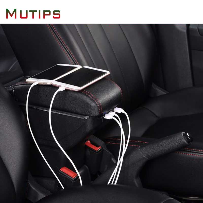 Accoudoir multifonction pour peugeot 206 et 206+ 207, accessoires, accoudoir en cuir, boîte de rangement double couche, décoration intérieure