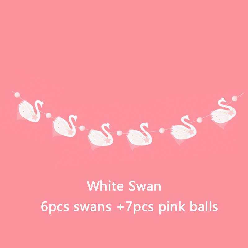 Banderole de cygne en tissu rose blanc, décorations de mariage pour la maison, guirlande, fournitures de fête d'anniversaire, bannière, décor de fête prénatale pour filles: white swan