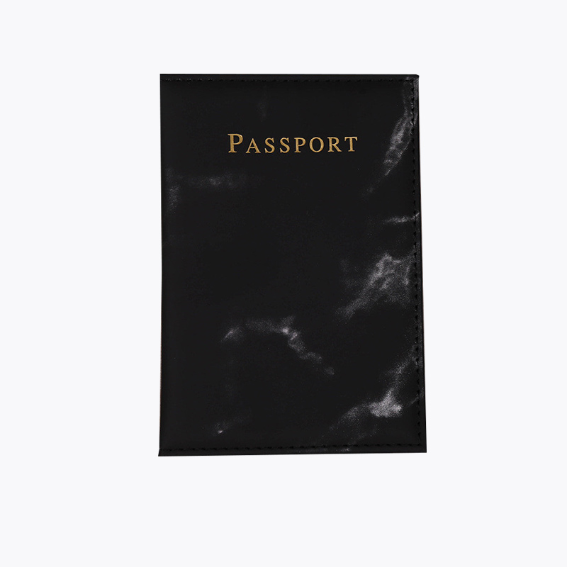PU Leather World Map Travel Passport Cover Women Passport Holder Case for Men Travel Document Credit Card Case: D  Black