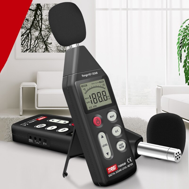 Digital Sound Level Meter with USB Data Connection 40-130dB Tester Volume Decibel Measuring TA8152B LCD Display
