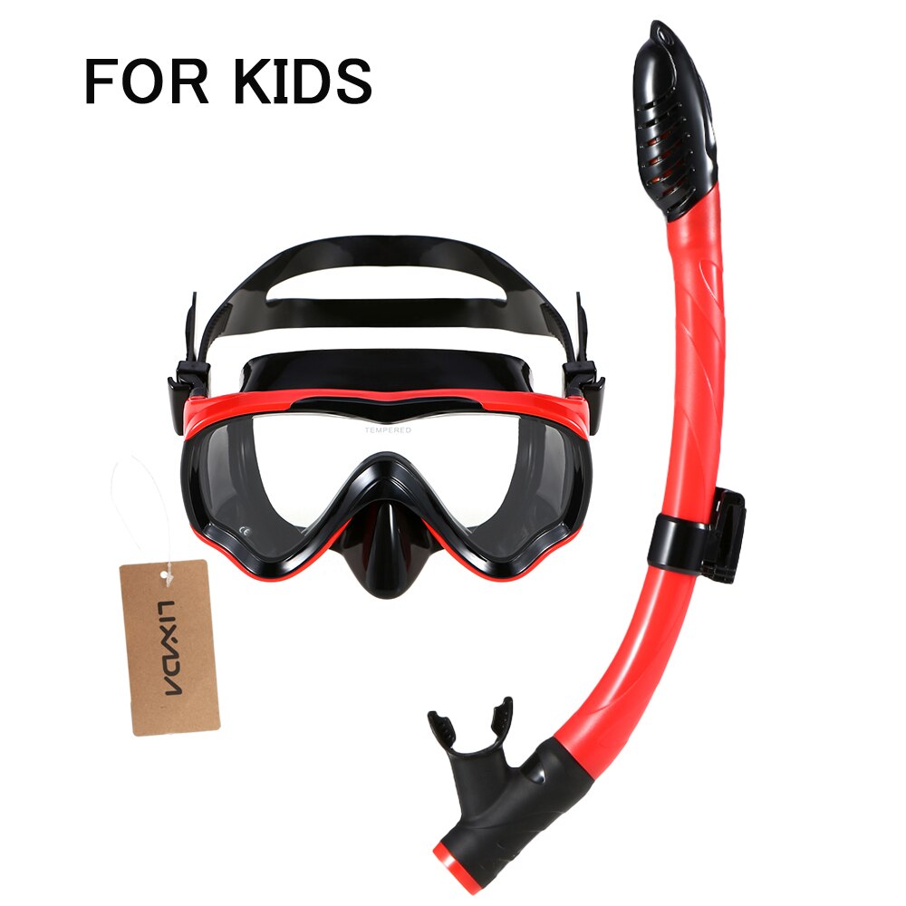 Snorkel Set for Kids & Adults - Dry Top Snorkel Mask - Scuba Diving & Swimming Gear: Red for kids