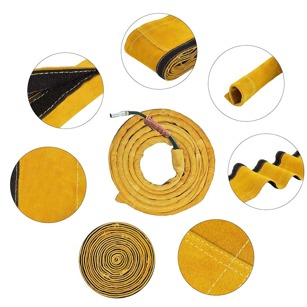 Protective Cover for Welding Torch Cable Cover Waterproof Flame Resistant Leather Stitched Protective Sleeve #40