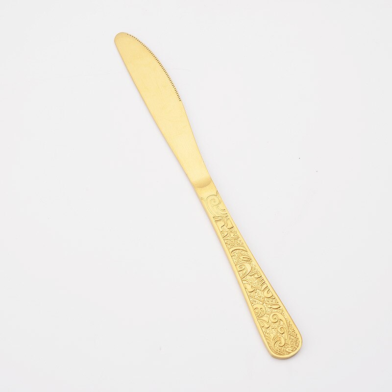 Ensemble de couverts en acier inoxydable de , couteau, fourchette, cuillère, soulagement du Steak, décoration de cuisine à domicile, pour amis: Orange