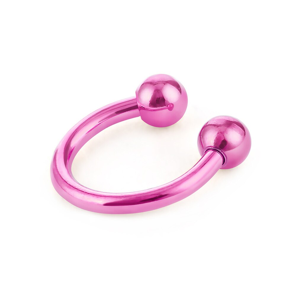 1pc 1.2mm 16G Circulaire Horseshoe Piercing Multipurpose Neusgat Nose Ring Lip Piercing Rvs Pircing Nariz Body sieraden: Pink Color