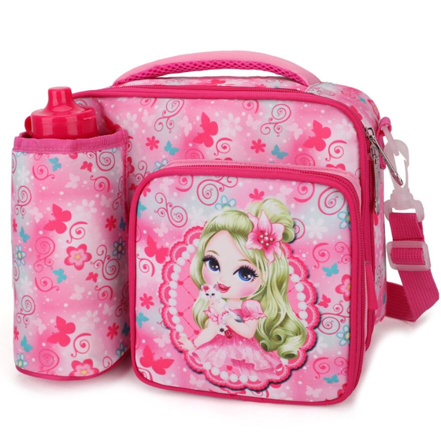 Prinses Kinderen Lunch Voedsel Box Tas Met Cup Cover Mode Geïsoleerde Thermische Voedsel Picknick Lunch Tas Voor Kid Cooler Tote bag Case