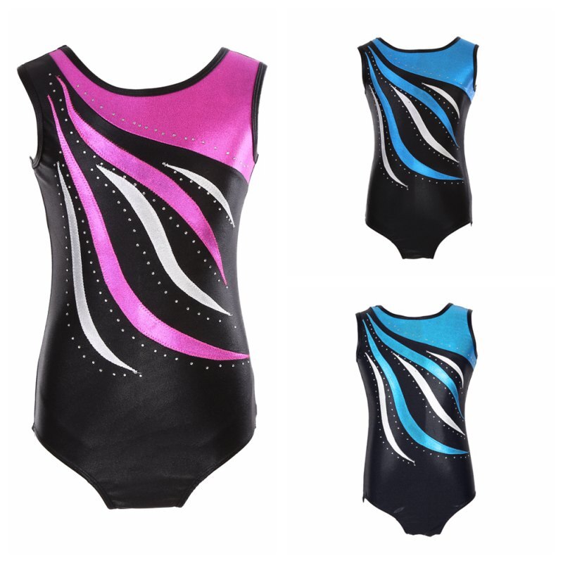 Gymnastics clothes girls high sleeveless radium color matching body suit ballet gymnastics dance dance practice clothes
