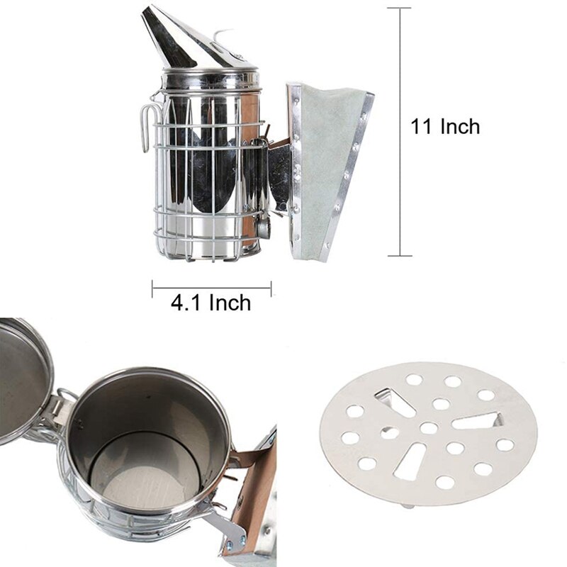 Beekeeping Honey Tools Starter Kit Set of 9 Bee Hive Smoker Equipment Supplies with Beekeepers Gloves