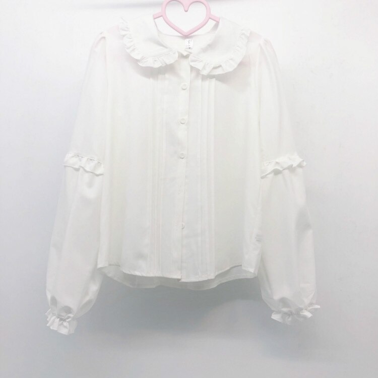 Été JSK doux Lolita robe à glissière à volants Lolita gâteau fronde falbala robe mignonne rebbit robe et blouse: White Shirt