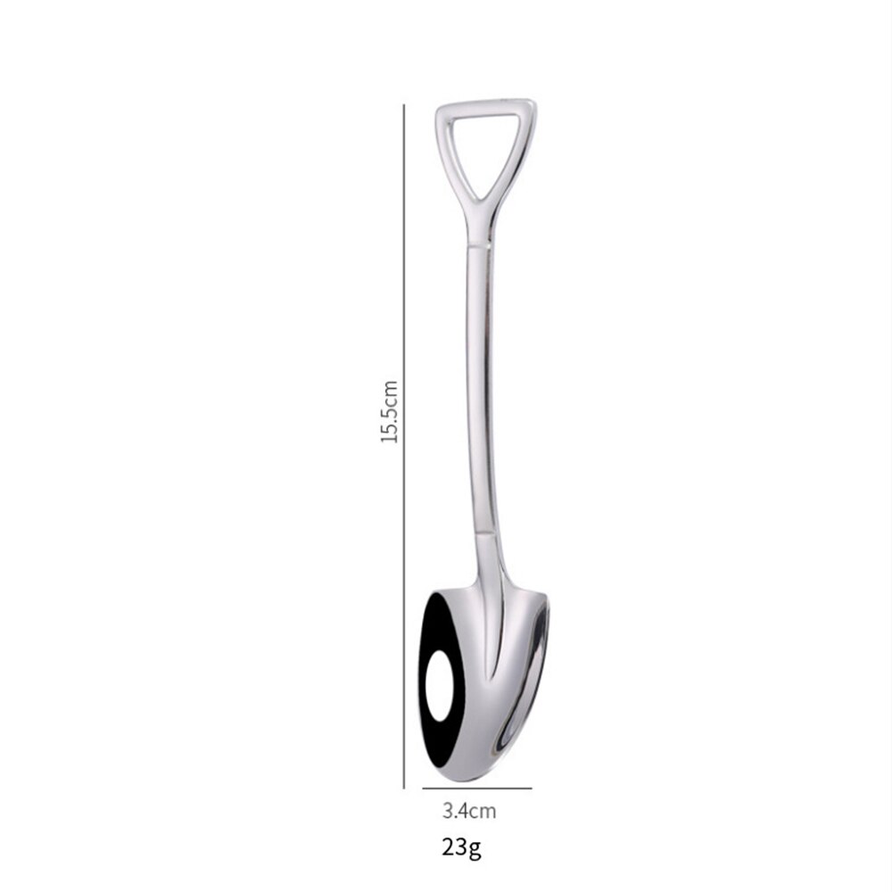 Rustfritt stål jern spade skje kaffe is skje engineering spade retro søt firkantet hode skje kjøkkenutstyr: Hvit