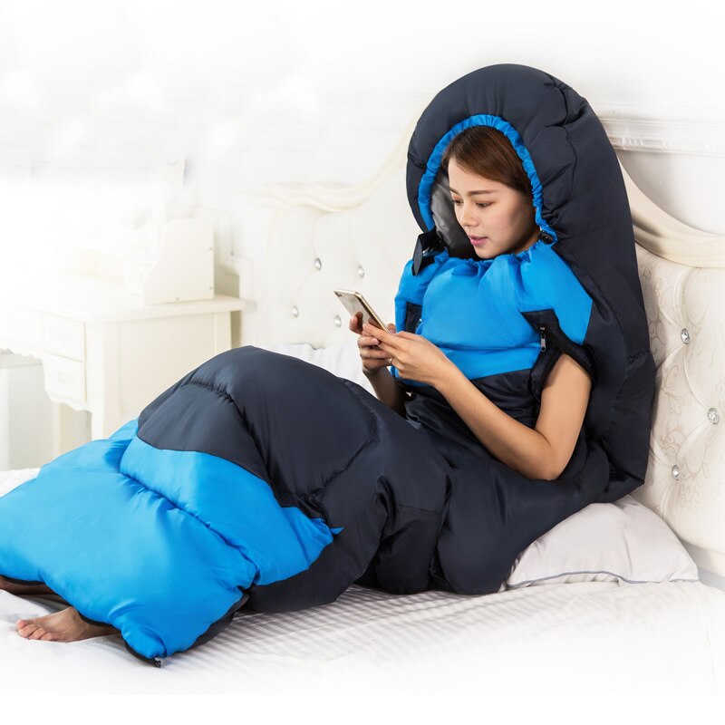 Las manos de 1,60 kg pueden alcanzar el saco de dormir cálido de algodón para acampar al aire libre para adultos adecuado para la forma humana se puede empalmar bolsa de ocio