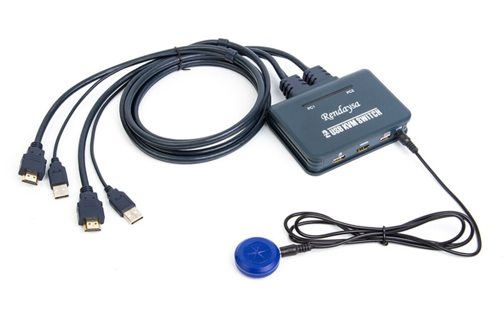 Button Switch HDMI Switcher 2 in 1 out 2 Hosts Share a Set of Keyboard and Mouse Display KVM Support 4KX2K(Near second switch): Default Title