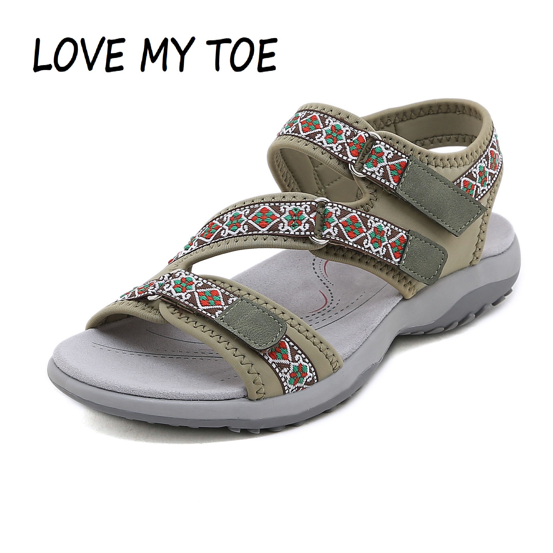 Sandálias de praia boémia antiderrapante de PU para mulheres, sapatos romanos de dedo aberto oco, salto plano para senhoras, impressão macia, casual, verão, 2022