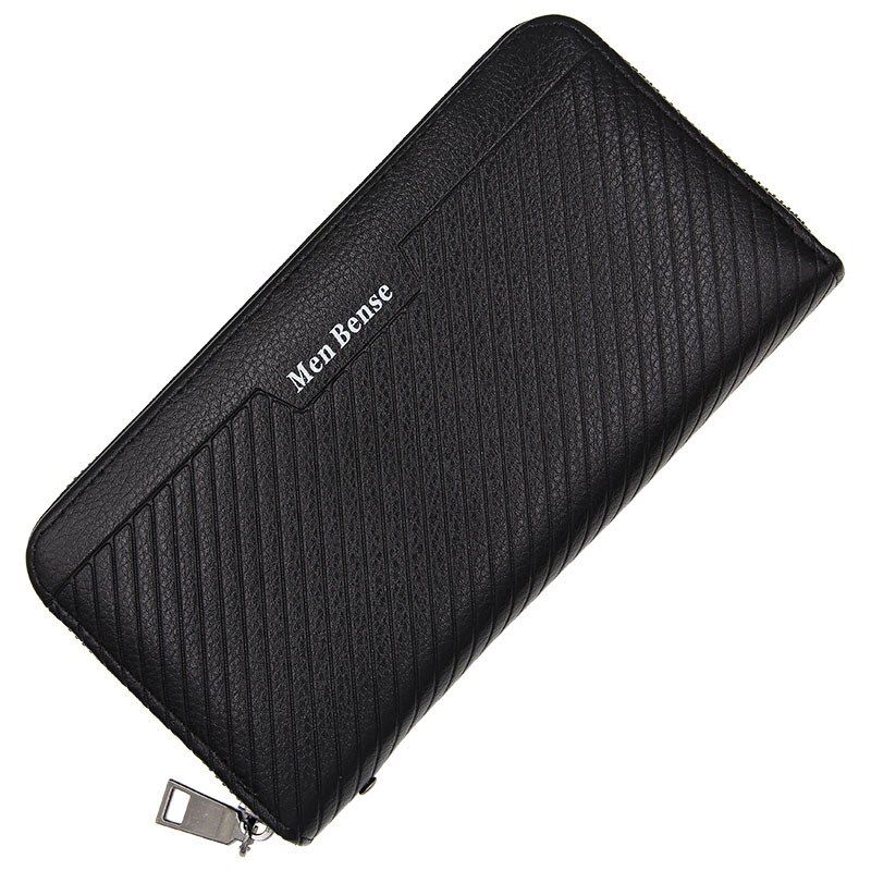 Men Long Wallet Men Zipper Purse for Men Coin Purses Clutch Male Portefeuille Wallets portefeuille homme: 888-6 Black