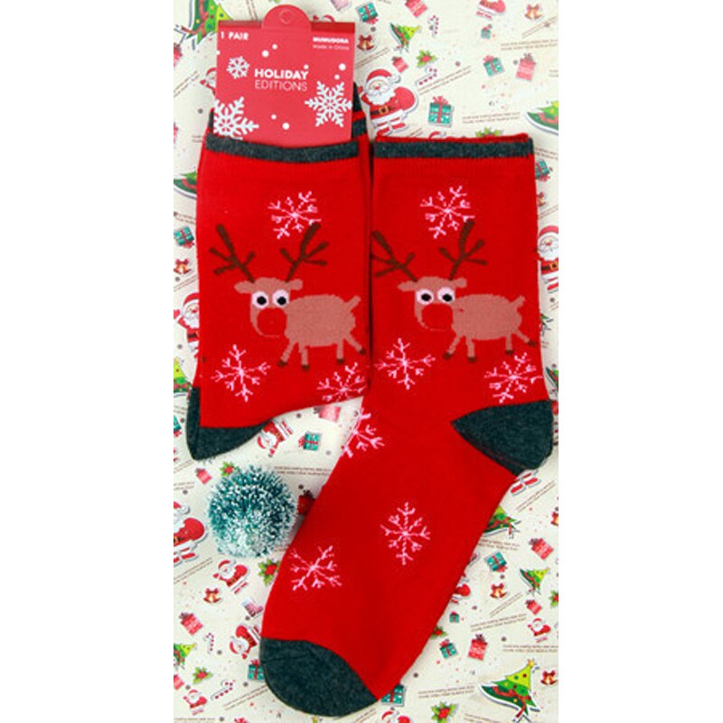 vrouwen Winter Sokken Kerst Cartoon Print Lange sokken Kerstcadeau Warme Zachte Kerstman Elanden sok: 1