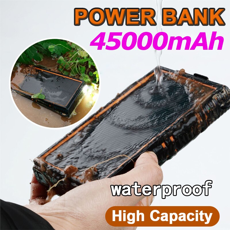 45000Mah Solar Power Bank Draagbare Snelle Oplader Grote Capaciteit Outdoor Reizen Emergency Poverbank Voor Samsung Xiaomi Iphone