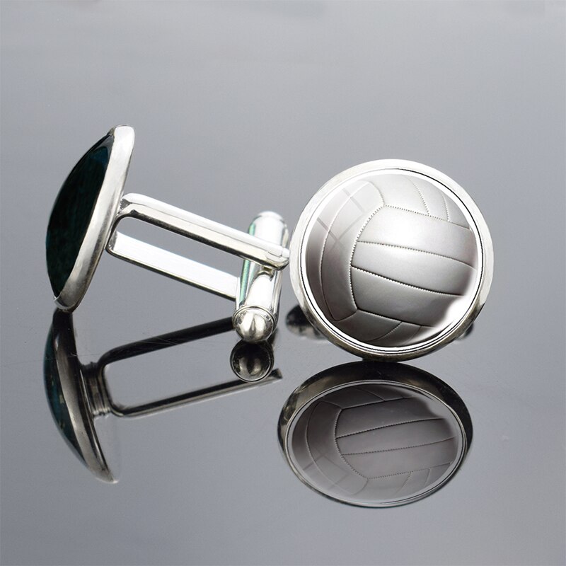 SilverColour CufflinksFootball Basketball Baseball Volleyball Tennis Rugby Softball Glas Cabochon Manschettenknöpfe Hochzeit Zubehör: 3