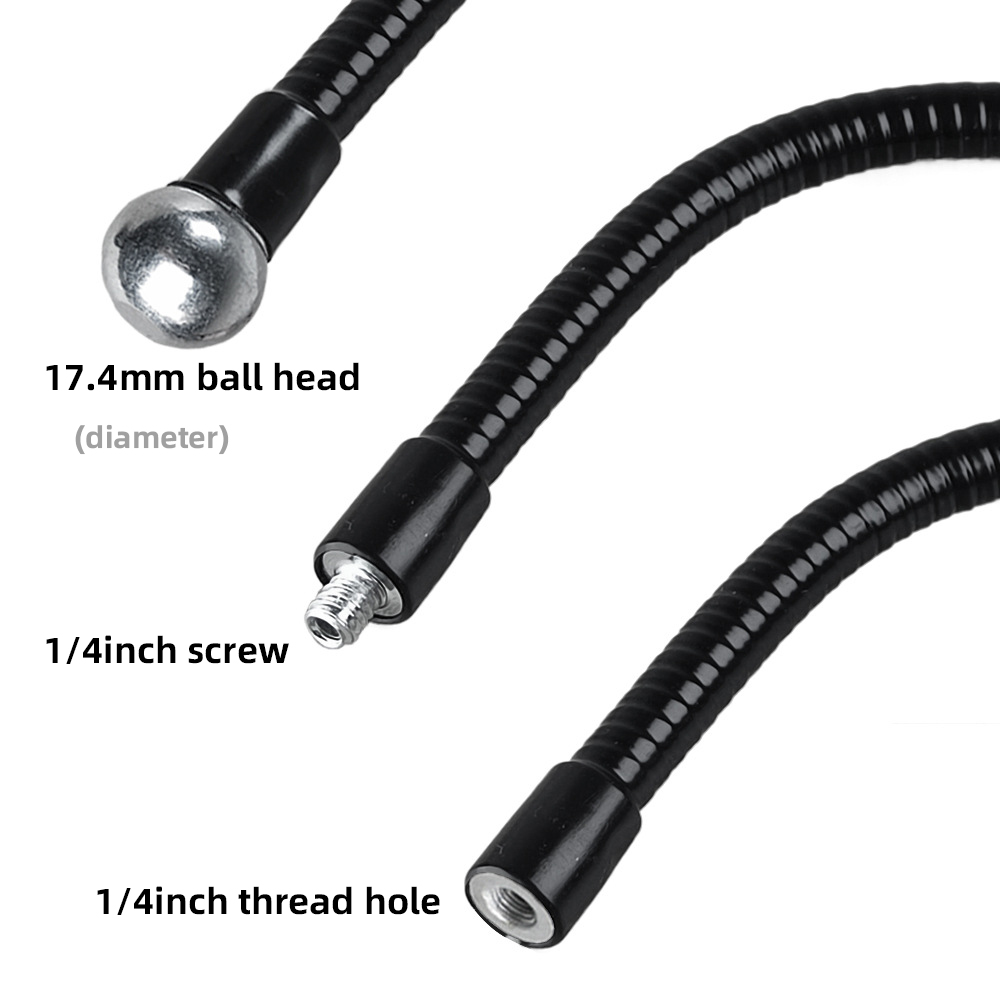 Supports de bâton de Selfie monopode à tige en métal Flexible avec vis de 1/4 pouces/bras d'extension de tête sphérique pour trépied d'appareil photo téléphone portable
