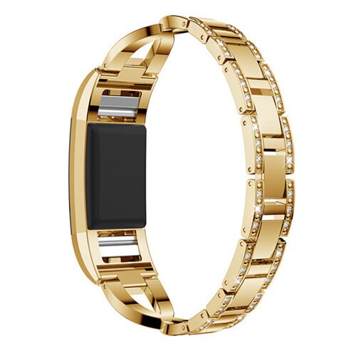 Watch Band For Fitbit Charge 2 strap Replacement Metal Bracelet Adjustable Straps for Fitbit charge2 Watch Bands with Rhinestone: Gold