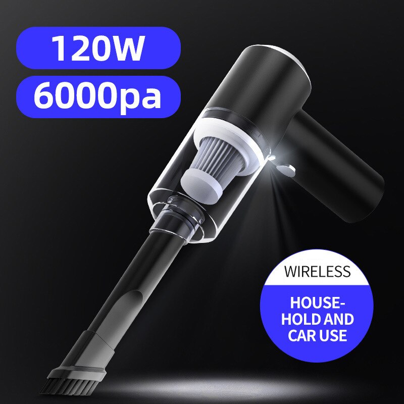 120W Car Cleaner Portable Wireless Vacuum Cleaner with Light Portable Compact for Home and Car Vacuum Cleaner: Red