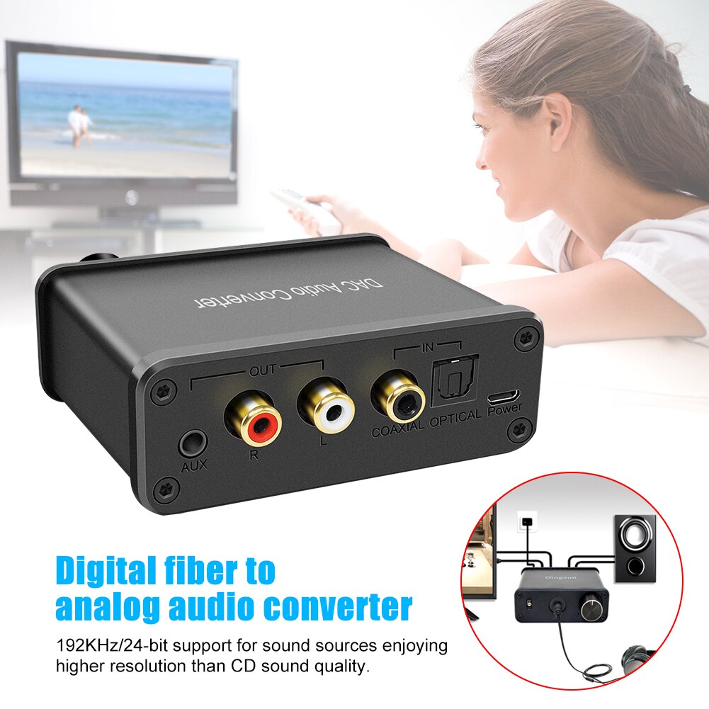 192Khz Accessoires 3.5Mm Cinema Dac Converter Digitaal Naar Analoog Volumeregeling Coaxiale Voor Hd Dvd Aluminiumlegering Stereo tv