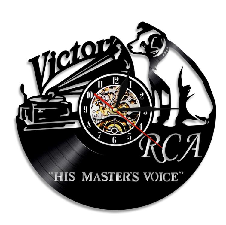 1Piece Victor RCA Vinyl Record Clock Cute Dog Handmade Wall Decor Animals Vintage Hanging Art Timepiece Clocks: NO LED