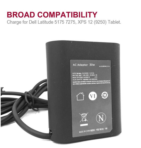 Usb-tyyppi -c 20v 1.5a 30w kannettavan tietokoneen tablet-laturi verkkovirtasovitin dell xps:lle 12 9250/ xps 13 9365/ leveysaste 11 5000 sarja 5175