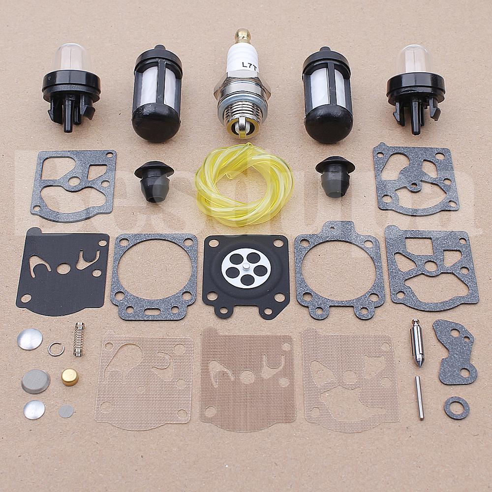 Carburetor Repair Fuel Filter Line Kit For Stihl FS36 FS40 FS44 Trimmer Engines Parts w Primer Bulb Spark Plug
