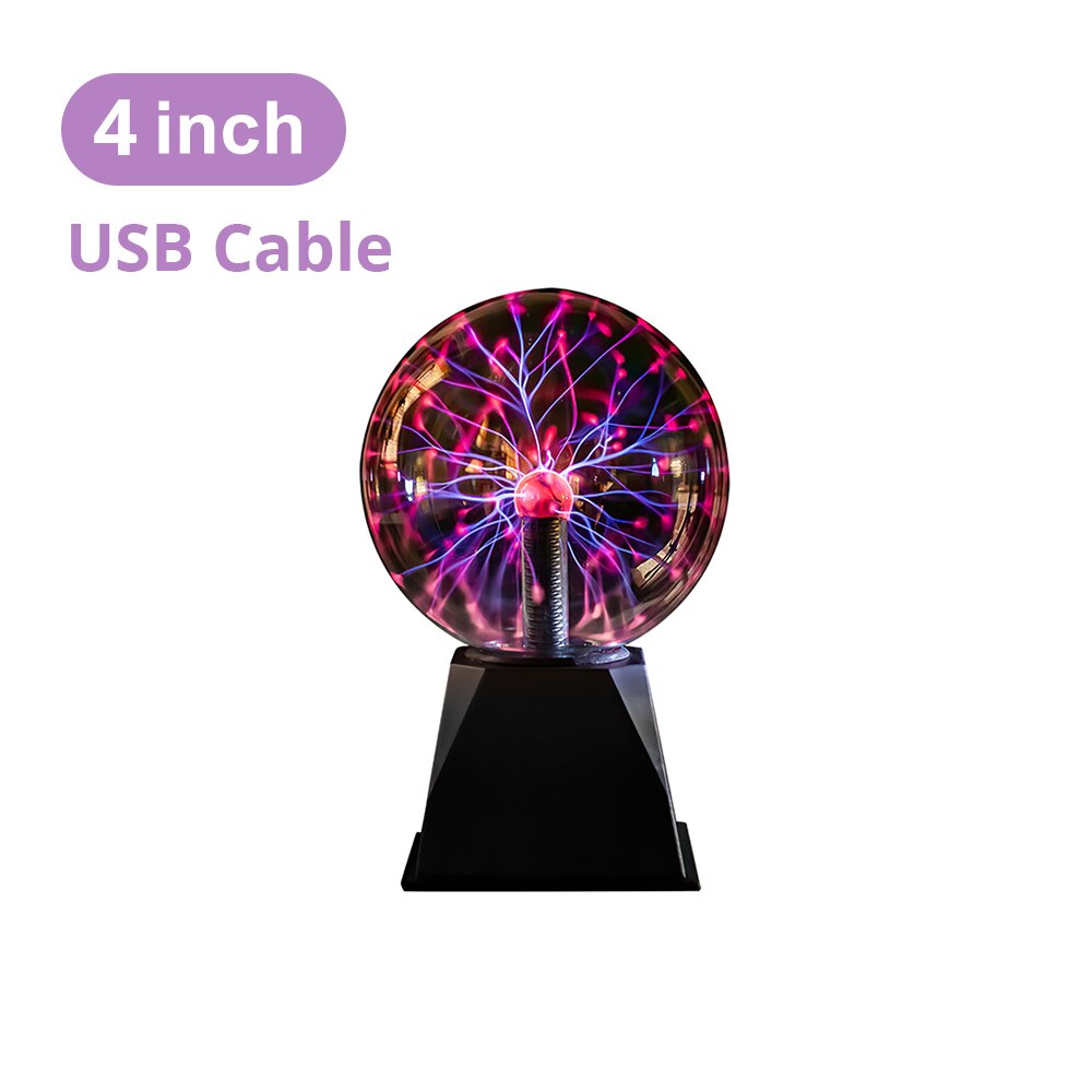 Luz mágica de bola de Plasma de 4/5/6/8 pulgadas, esfera de cristal, luces de mesa, lámpara eléctrica de Plasma de cristal, decoración de: 4 inch USB