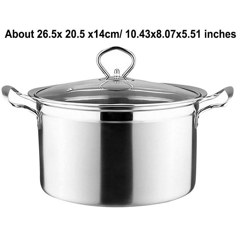 Induction Cooker Gas Cooker Universal Milk Pot Soup Pot Bottom Stainless Steel Anti - Overflow Anti - Stick Pot: 20cm